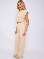 Cap Sleeve Crop Top & Wide Legoser Fleece CO-ordte