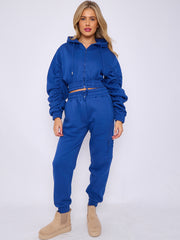 Cropped Ruched Sleeve Hoodie & Jogger Co-ord