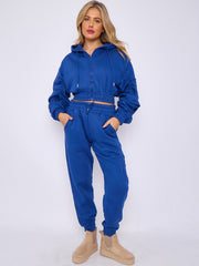 Cropped Ruched Sleeve Hoodie & Jogger Co-ord