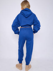 Cropped Ruched Sleeve Hoodie & Jogger Co-ord