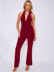 Open Back Halter Jumpsuit
