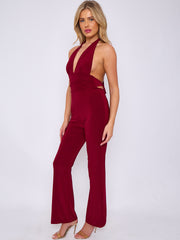 Open Back Halter Jumpsuit