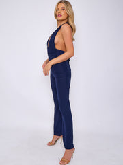 Open Back Halter Jumpsuit
