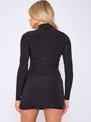 Knot Front Slinky Dress With Drape Detail