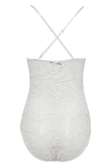 Scallop Lace Cross Back Strappy Bodysuit