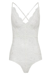 Scallop Lace Cross Back Strappy Bodysuit