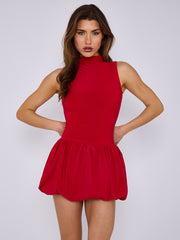 Slinky Puff Hem Mini Ballonkleid
