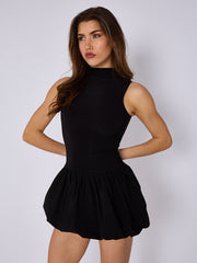 Slinky Puff Hem Mini Ballonkleid
