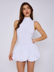 Slinky Puff Hem Mini Ballonkleid