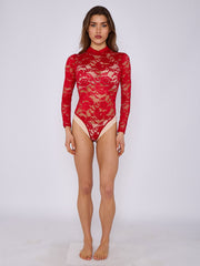 Bodysuit de estilo de corsé detallado de encaje