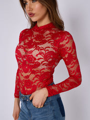 Bodysuit de estilo de corsé detallado de encaje