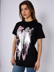 Pink Foil Graphic Printed T-Shirt