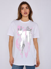 Pink Foil Graphic Printed T-Shirt