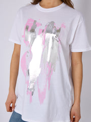 Pink Foil Graphic Printed T-Shirt