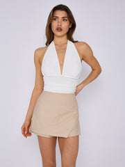 Asymmetric Wrap Leather Skorts