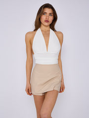 Asymmetric Wrap Leather Skorts
