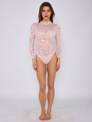 Bodysuit de estilo de corsé detallado de encaje