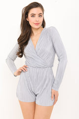 Pleated Wrap Front Romper