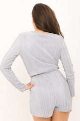 Pleated Wrap Front Romper