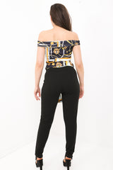 Key Scarf Print Bardot Jumpsuit