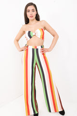 Multi Coloured Stripe Bralet And Trouser Co-ord