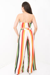 Multi Coloured Stripe Bralet And Trouser Co-ord