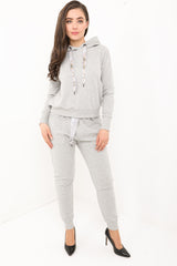 Diamante verfraaide trekstringhooded loungewear