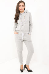 Diamante verfraaide trekstringhooded loungewear