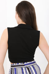 Cropped Wrap Front Blazer Top