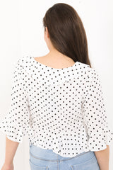 Frill Detail Polka Dot Top