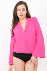 Wide Sleeve Wrap Front Bodysuit