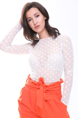 Polka Dot Sheer Mesh Top