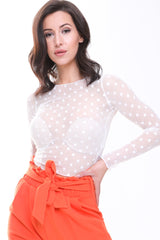 Polka Dot Sheer Mesh Top