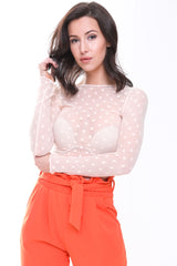 Polka Dot Sheer Mesh Top