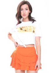 VOGUE Slogan Foil Print Crop Top
