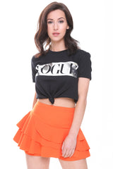 VOGUE Slogan Foil Print Crop Top