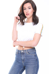 Rainbow Stripe Detail Crop Top