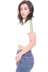 Rainbow Stripe Detail Crop Top
