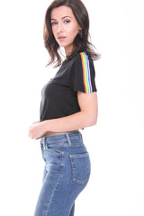Rainbow Stripe Detail Crop Top