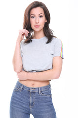 Rainbow Stripe Detail Crop Top