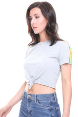 Rainbow Stripe Detail Crop Top