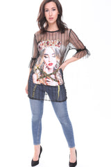 Crown Girl Applique Sheer Mesh Dress Top
