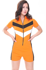 Contrast Panel Zip Front Playsuit