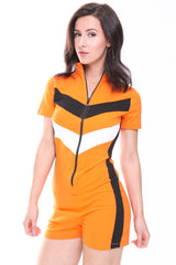 Contrast Panel Zip Front Playsuit