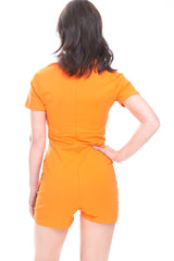 Contrast Panel Zip Front Playsuit