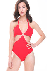 Halterneck Ring Front Bodysuit