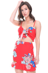 Blumendruckkrawatte Bralet und Rockkoordn