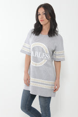 Oversized Fearless Slogan Print T Shirt