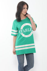 Oversized Fearless Slogan Print T Shirt