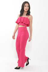 Frill Cami Top And Wide Leg Trouser Set